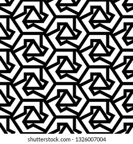 Hexagons, triangles, figures ornament.Simple shapes wallpaper. Polygons background. Mosaics motif. Geometrical backdrop. Digital paper, web designing, textile print. Seamles pattern.