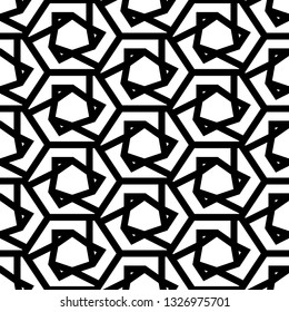 Hexagons, triangles, figures ornament.Simple shapes wallpaper. Polygons background. Mosaics motif. Geometrical backdrop. Digital paper, web designing, textile print. Seamles pattern.