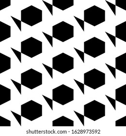 Hexagons, triangles ornament. Hexagonal, triangular shapes wallpaper. Figures motif. Geometrical backdrop. Digital paper, web designing, textile print. Seamles pattern.Polygons background.