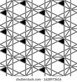 Hexagons, triangles ornament. Hexagonal, triangular shapes wallpaper. Geometrical backdrop. Digital paper, web designing, textile print. Seamles pattern.Polygons background. Figures motif