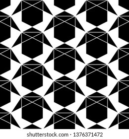 Hexagons, triangles ornament. Polygons background. Hexagonal, triangular shapes wallpaper. Figures motif. Geometrical backdrop. Digital paper, web designing, textile print. Seamles pattern