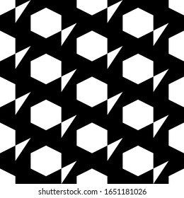Hexagons, triangles ornament. Polygons background. Hexagonal, triangular shapes wallpaper. Figures motif. Geometrical backdrop. Digital paper, web designing, textile print. Seamles pattern