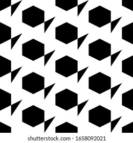 Hexagons, triangles ornament. Polygons background. Hexagonal, triangular shapes wallpaper. Figures motif. Geometrical backdrop. Digital paper, web designing, textile print. Seamles pattern.