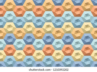 Hexagons and Triangles Seamless Pattern. Vector Geometric Abstract Background