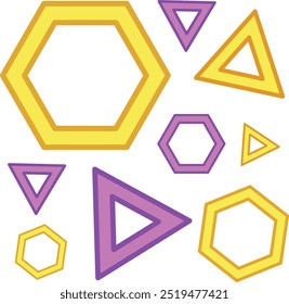 Hexagons and triangles in yellow and purple