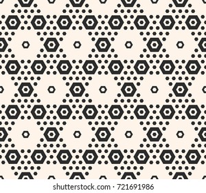 Hexagons vector pattern. Abstract geometric seamless texture with hexagonal grid. Elegant monochrome honeycomb background. Modern geometrical design for prints, decor, textile, furniture, cloth, wrap