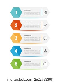 Hexagons vertical vector infographic template with icons and data. Infographics for business or marketing presentation slides