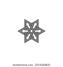 Hexagrama Símbolo celta de una figura estelar geométrica de seis puntas. Logotipo de los hexagramas, aislado en el fondo blanco.