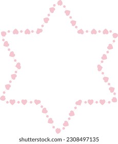 Hexagram frame Shape Hexagram frame border floral vector cute pink pastel decoration love pattern classic romantic photo frame design background wedding anniversary birthday valentine Christmas