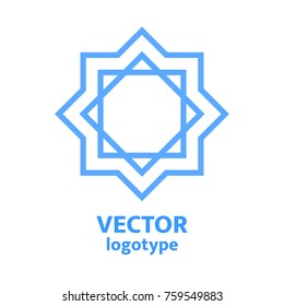 Hexagram logo design. Star of David vector logotype. Geometric jewish star icon ,element with simple text. Judaic symbol concept. Emblem, brand or company name.