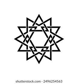 Hexagram Logo of a six-pointed geometric star figure. Hexagrams symbol of equilateral triangle, isolated on white background.