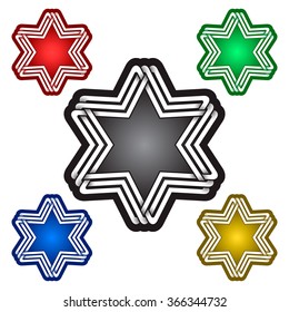 Hexagram logo template in Celtic knots style. Tribal tattoo symbol. Silver ornament for jewelry design and samples of other colors.