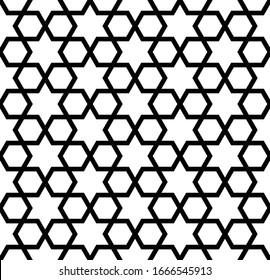 Hexagram Pattern Background.Islamic Geometric Pattern.Black And White