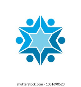hexagram with person symbol. vector logo for community.