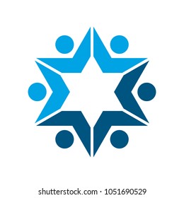 hexagram with person symbol. vector logo for community.