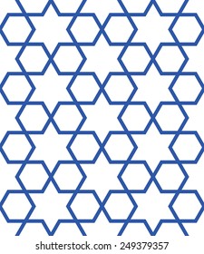 Hexagram Seamless Vector Pattern Blue