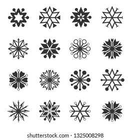 Hexagram star flower Icon Set back and white Vector illustration