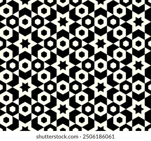 Hexagram Star shapes Seamless pattern. Geometric Art Repeating patterns background of Printable vector.