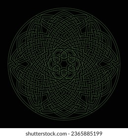 Hexagram star vector pattern ornament with circular circle and floral geometric background inside single huge circular heptagon lining vector background coloring book