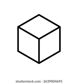 Hexahedron cube. Editable stroke vector icon.