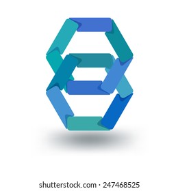 Hexahedron Looped, Figure Eight, Logo Template. Abstract Icon.