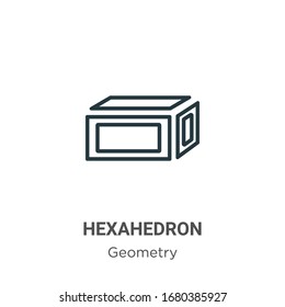 Hexahedron outline vector icon. Thin line black hexahedron icon, flat vector simple element illustration from editable geometry concept isolated stroke on white background