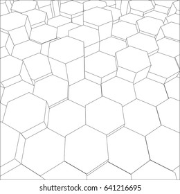 Hexahedron perspective poles background 