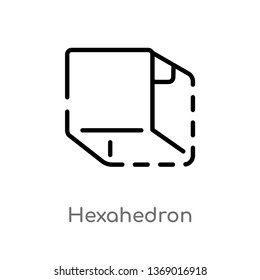 hexahedron vector line icon. Simple element illustration. hexahedron outline icon from geometry concept. Can be used for web and mobile