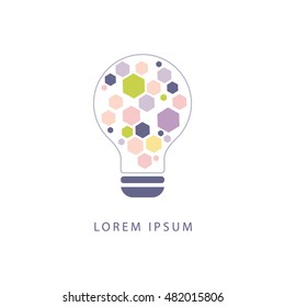 Hexahedrons Inside Idea Bulb Abstract Design Pastel Icons