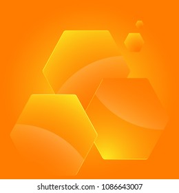 Hexahon background advertising brochure design elements. Glowing light orange graphic form for elegant flyer. Vector illustration EPS 10 for booklet layout, spring theme leaflet, newsletters