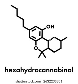 Molécula semissintética de canabinóides do hexahidrocanabinol (HHC). Fórmula esquelética.