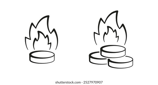 Hexamine Fuel Tablet Vector Icons. Burning Tablets Icon set