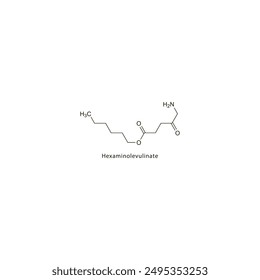 Hexaminolevulinate flat skeletal molecular structure photosensitizer drug used in skin cancer treatment. Vector illustration scientific diagram.