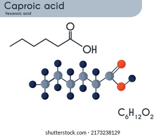 Hexanoic or caproic acid is the carboxylic acid derived from hexane with the general formula C5H11COOH.