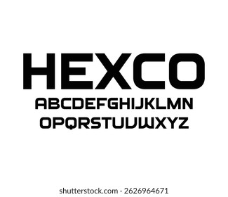 Hexco Font – Uppercase Letters, Numbers and Symbols Clean Isolated Vector Typography
