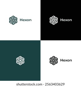Hexon Hexagonal Symbol Logo with Geometric and Minimal Design

