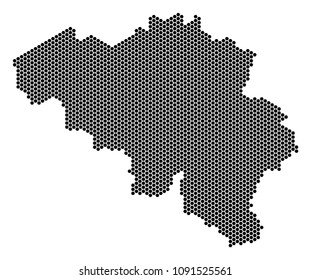 Hex-Tile Belgium map. Vector territorial plan on a white background. Abstract Belgium map mosaic is composed with hex-tile elements.