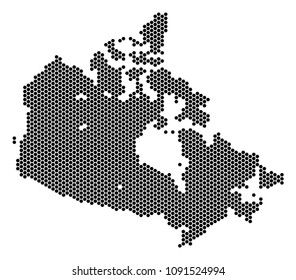 Hex-Tile Canada map. Vector territorial scheme on a white background. Abstract Canada map concept is designed of hex tile elements.