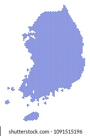 Hex-Tile South Korea map. Vector territorial scheme on a white background. Abstract South Korea map composition is combined from hexagon items.
