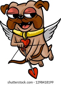 Hey! Be careful! This cute Cupid pug is chasing after you!
