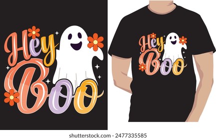 Hey Boo Cute Halloween T shirt Design