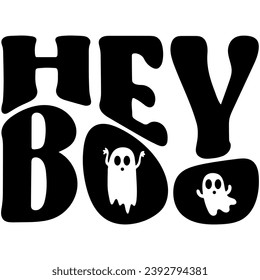 hey boo halloween negro vector diseño gráfico y archivo de corte