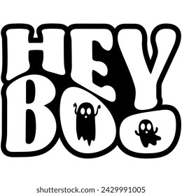 hey boo halloween black vector graphic design and cut file