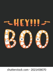 Hey Boo illustration design Background. Halloween design