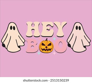 Hey Boo Retro T-shirt, Halloween Retro,  Spooky Season,