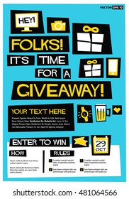 Hey folks! It's time for a giveaway! (Flat Style Vector Illustration Contest Poster Design) With Instructions and Rules 