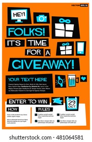 Hey folks! It's time for a giveaway! (Flat Style Vector Illustration Contest Poster Design) With Instructions and Rules 
