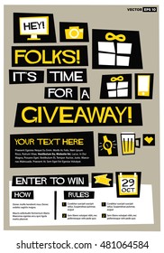 Hey folks! It's time for a giveaway! (Flat Style Vector Illustration Contest Poster Design) With Instructions and Rules 