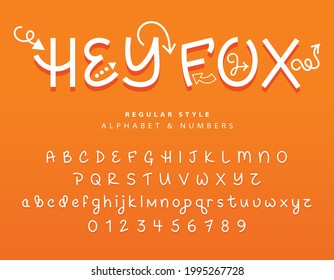 Hey Fox Regular Hand Lettered Font Type Alphabet and Numbers Display Sans Serif