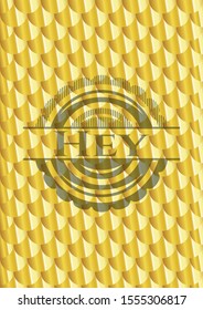 Hey golden emblem. Scales pattern. Vector Illustration. Detailed.